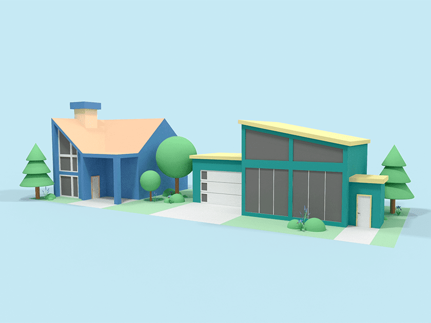 2 Cartoon Houses Scene